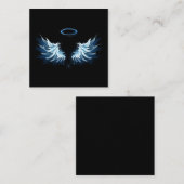 Blue Glows Angel Wings auf schwarzem Hintergrund Terminkarte (Vorne/Hinten)