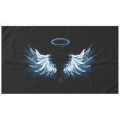 Blue Glows Angel Wings auf schwarzem Hintergrund Tischdecke (Vorderseite (Horizontal))