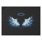 Blue Glows Angel Wings auf schwarzem Hintergrund Tischdecke (Vorderseite (Horizontal))