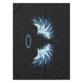 Blue Glows Angel Wings auf schwarzem Hintergrund Tischdecke (Vorderseite)