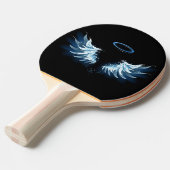 Blue Glows Angel Wings auf schwarzem Hintergrund Tischtennis Schläger (Vorderseite)