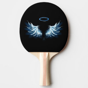 Blue Glows Angel Wings auf schwarzem Hintergrund Tischtennis Schläger