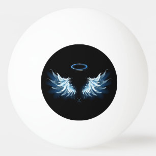 Blue Glows Angel Wings auf schwarzem Hintergrund Tischtennisball
