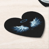 Blue Glows Angel Wings auf schwarzem Hintergrund Untersetzer (angewinkelt)