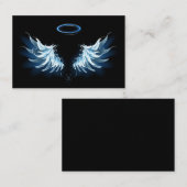 Blue Glows Angel Wings auf schwarzem Hintergrund Visitenkarte (Vorne/Hinten)