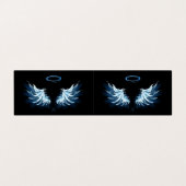 Blue Glows Angel Wings auf schwarzem Hintergrund Visitenkarten (Außenseite Aufgefaltet)
