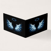 Blue Glows Angel Wings auf schwarzem Hintergrund Visitenkarten (Vorderseite)