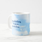 Blue Glückwunschs Abschluss Individuelle Name und  Kaffeetasse (Vorderseite Links)