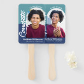 Blue Glückwunschs Grad 2 Fotos Arch Bold Script Re Fächer (Vorne und Hinten)