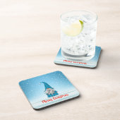 Blue Gnome Frohe Weihnachten Getränkeuntersetzer (Rechte Seite)