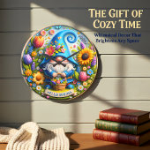 Blue Gnome Hello Spring Große Wanduhr