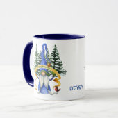 Blue Gnome Holiday wünscht Personalisiert Tasse (Vorderseite Links)