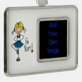 Blue Go Team Cheerleader Rahmen-Ornament Silber (Rechts)