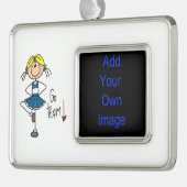 Blue Go Team Cheerleader Rahmen-Ornament Silber (Links)