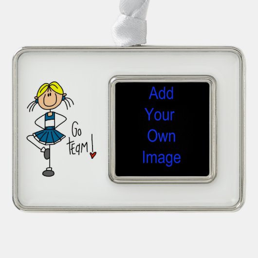 Blue Go Team Cheerleader Rahmen-Ornament Silber (Vorderseite)