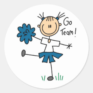 Blue Go Team Cheerleader T - Shirt und Geschenke Runder Aufkleber