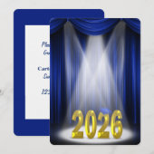 Blue & Gold 2025 Abschluss in Spotlight Einladung (Vorne/Hinten)
