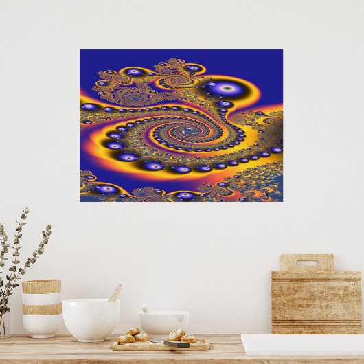 Blue Gold 3 Abstrakte Kunst Poster (Küche)