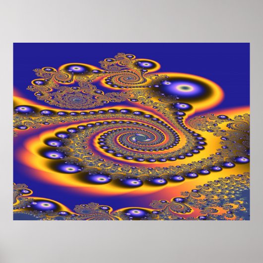 Blue Gold 3 Abstrakte Kunst Poster (Vorne)