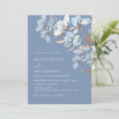 Blue Gold 3D Blumen Einladung (Stehend Vorderseite)