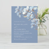Blue Gold 3D Blumen Einladung (Stehend Vorderseite)