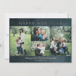 Blue Gold 4 Fotos Frohes Neues Jahr Feiertagskarte