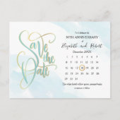 Blue Gold 50 Jahre Jubiläum Save the Date Ankündigungspostkarte (Vorderseite)