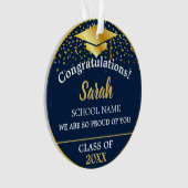 Blue Gold Abschluss Class of 2025 Custom Ornament (Vorderseite)