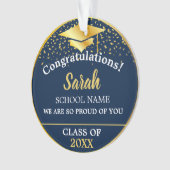Blue Gold Abschluss Class of 2025 Custom Ornament (Vorderseite)