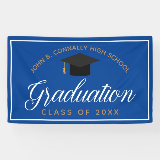 Blue Gold Abschluss Custom High School Party Banner (Horizontal)