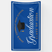 Blue Gold Abschluss Custom High School Party Banner (Vertikal)