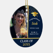 Blue Gold Abschluss Foto Class 2025 Keramik Ornament (Rechts)