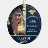 Blue Gold Abschluss Foto Class 2025 Keramik Ornament (Links)