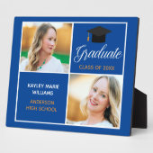 Blue Gold Abschluss Keepake Graduate Foto Fotoplatte (Seite)