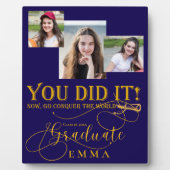 Blue Gold Abschluss Multi Foto Keepake Geschenk Fotoplatte (Vorderseite)