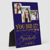 Blue Gold Abschluss Multi Foto Keepake Geschenk Fotoplatte (Seite)