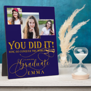 Blue Gold Abschluss Multi Foto Keepake Geschenk Fotoplatte