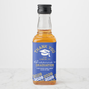 Blue & Gold Abschluss Vielen Dank Mini Alkoholflaschenetikett