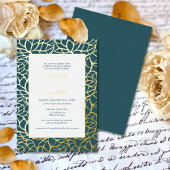 Blue & Gold Abstrakt Leaf Muster Hochzeit Folieneinladung