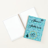 Blue Gold Abstrakt Monogram Butterfly Sketchbook Notizblock (Innenseite)