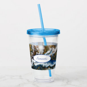 Blue Gold Abstrakte 3D-Effekt Personalisiert 2 Acryltrinkbecher
