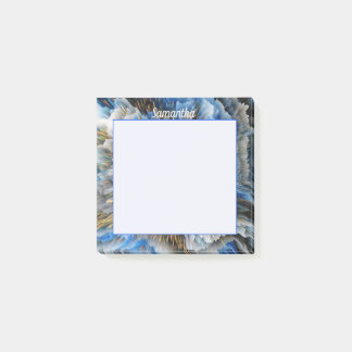 Blue Gold Abstrakte 3D-Effekt Personalisiert 3x3 Post-it Klebezettel