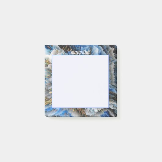 Blue Gold Abstrakte 3D-Effekt Personalisiert 3x3 Post-it Klebezettel (Vorderseite)