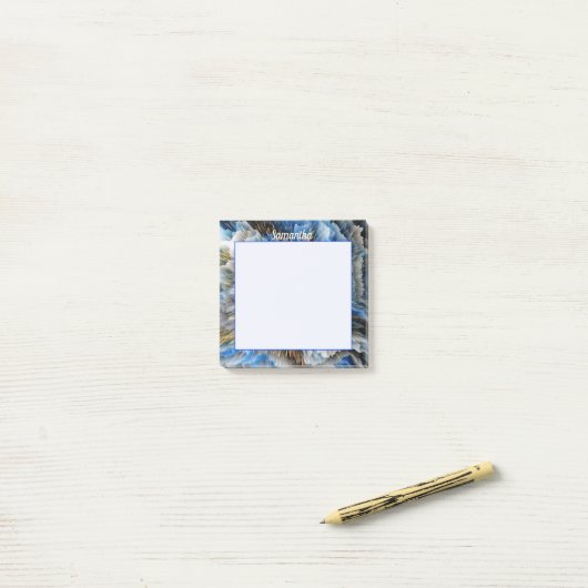 Blue Gold Abstrakte 3D-Effekt Personalisiert 3x3 Post-it Klebezettel (Auf Schreibtisch)