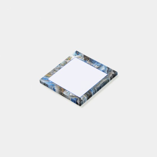 Blue Gold Abstrakte 3D-Effekt Personalisiert 3x3 Post-it Klebezettel (angewinkelt)