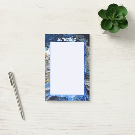 Blue Gold Abstrakte 3D-Effekt Personalisiert 4x6 Post-it Klebezettel (Büro)