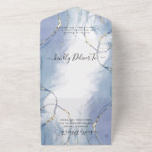 Blue Gold Accent Summer Wedding All In One Einladung (Außenbereich)