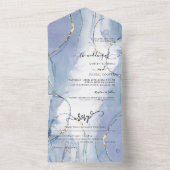 Blue Gold Accent Summer Wedding All In One Einladung (Innen Boden)