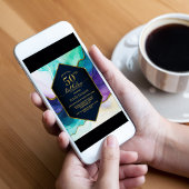 Blue Gold Agate 50. Geburtstagsparty Einladung