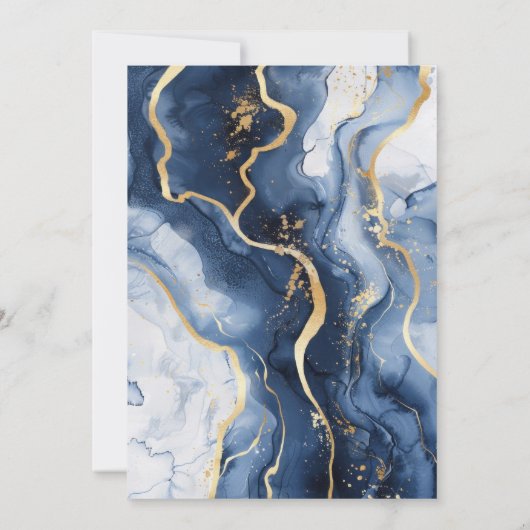 Blue Gold Agate 80. Geburtstag Einladung (Rückseite)